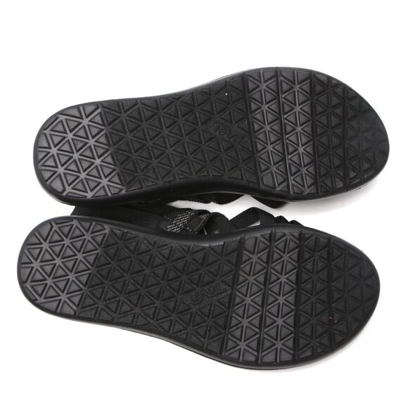 TEVA Voya Strappy Sandals Black Crisscrossed Shoes Elastic Recycled Summer - Picture 6 of 12
